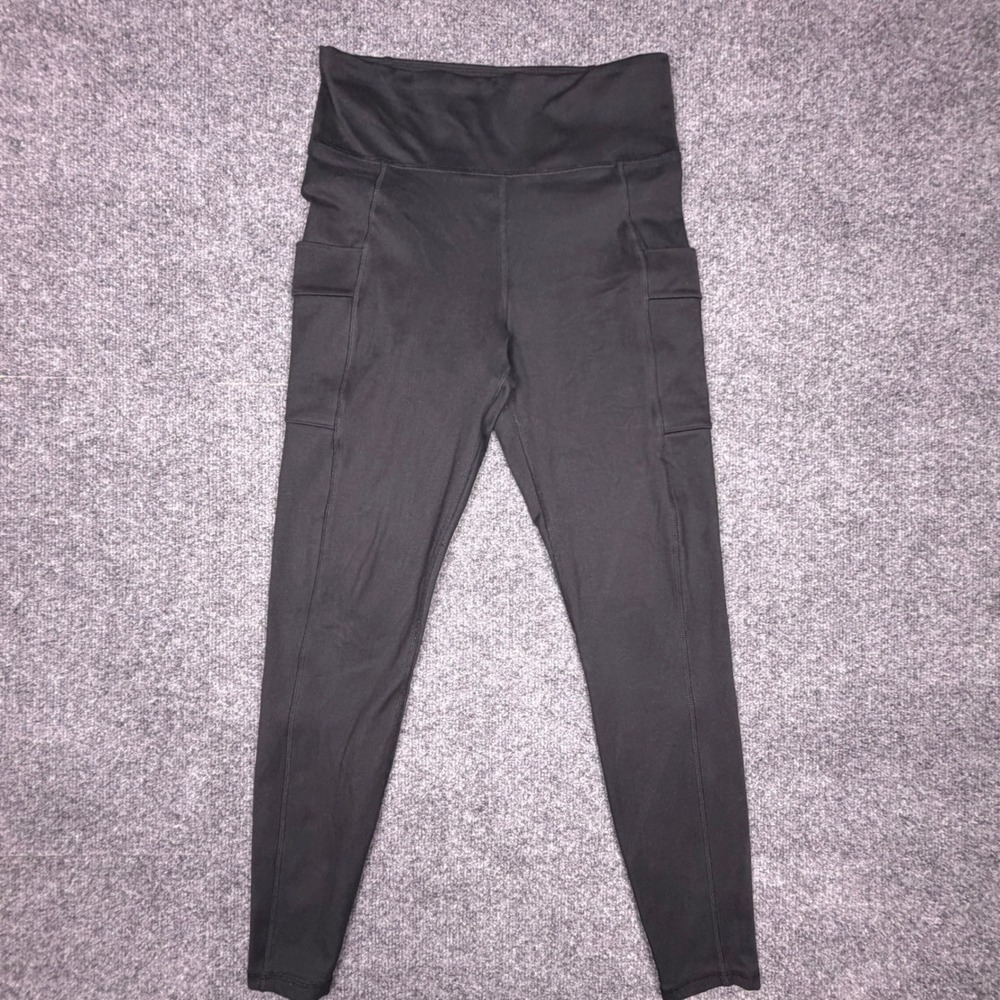 Eddie Bauer Women's M Black High Rise Athletic Leggings Side Pockets